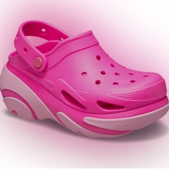 Crocs Bubble Crush Clog size W8 NWT Hot Pink Platform - Picture 3 of 4